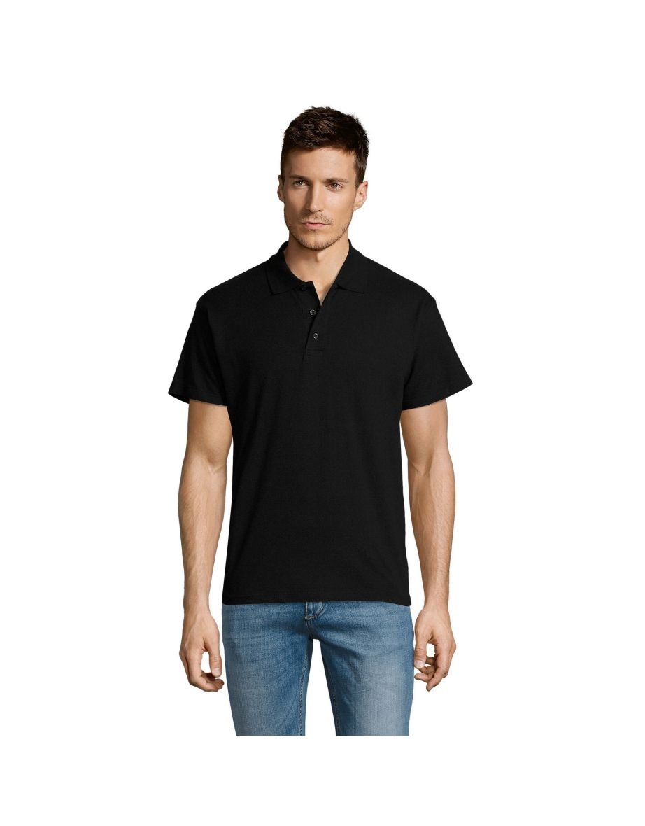 SOLS Mens Summer II Pique Short Sleeve Polo Shirt - Black - 2