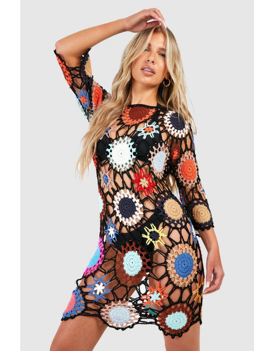 Patchwork Crochet Cover Up Beach Dress