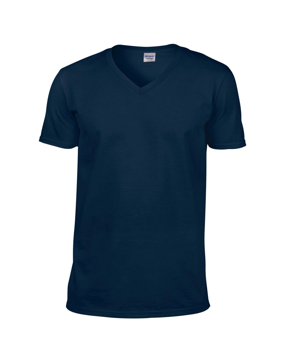 Gildan Mens Soft Style V-Neck Short Sleeve T-Shirt - Navy