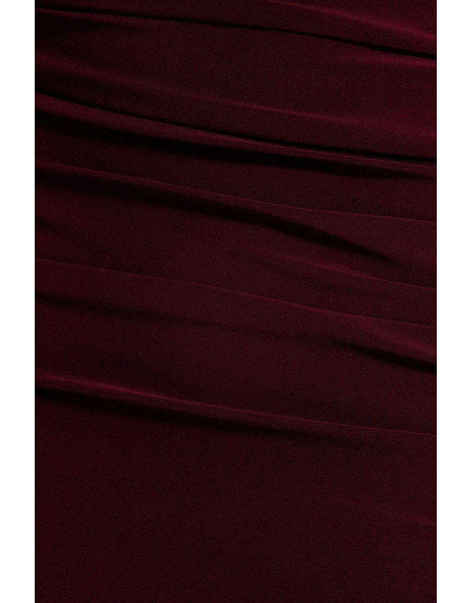 Elegant Evening Dress with Burgundy Window / Cut Out Detail - 7