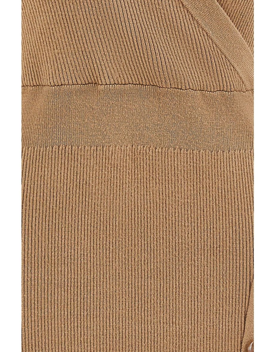 Yumi Brown Knitted Midi Dress With Asymmetric Button Details - 6