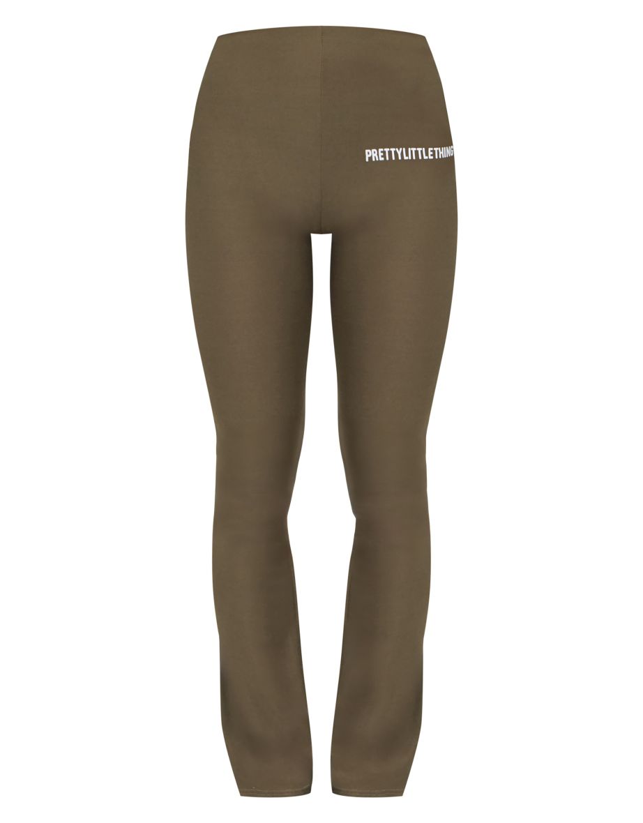 Khaki Cotton High Waist Flared Trousers - 4