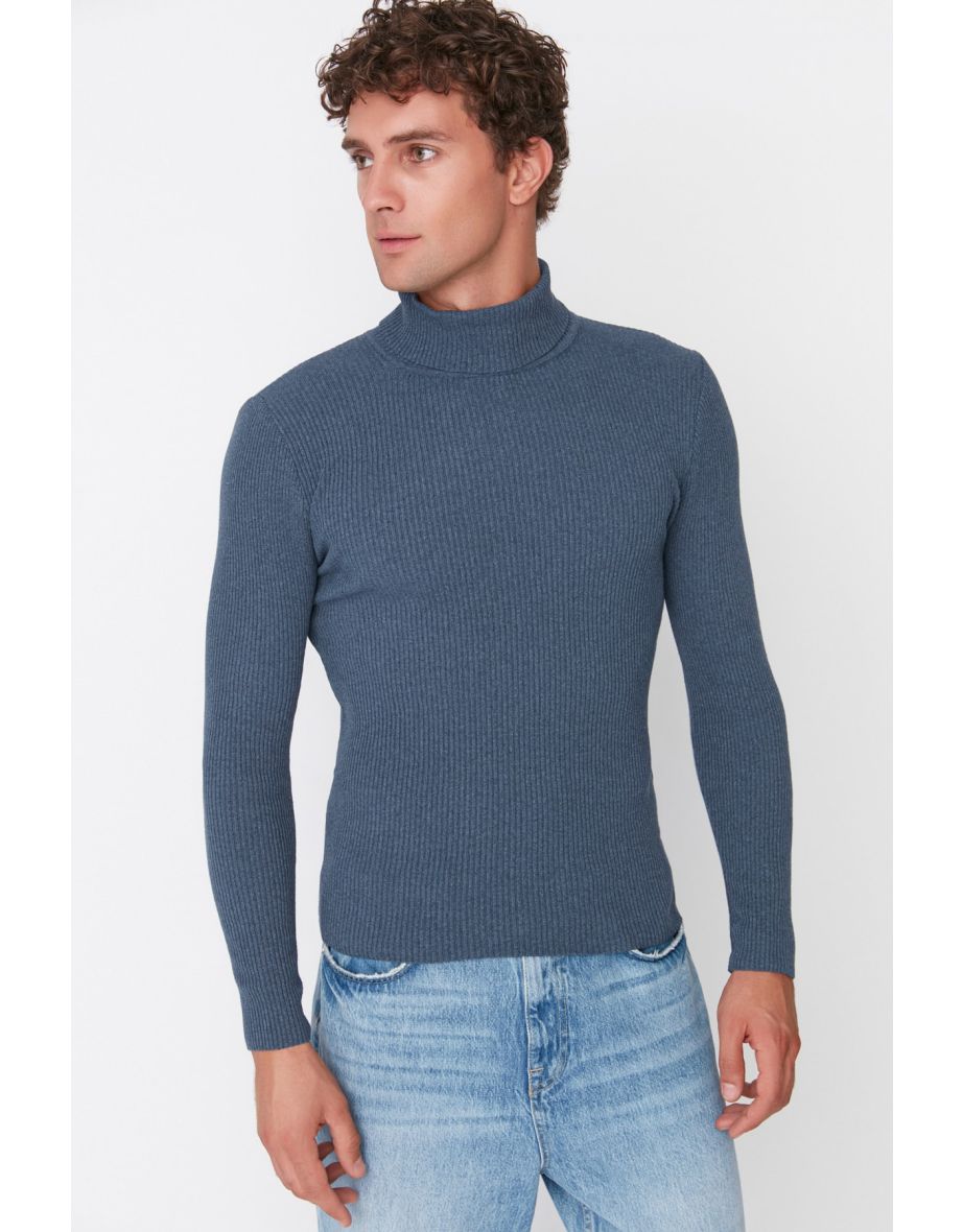 Sweater - Navy blue - Fitted