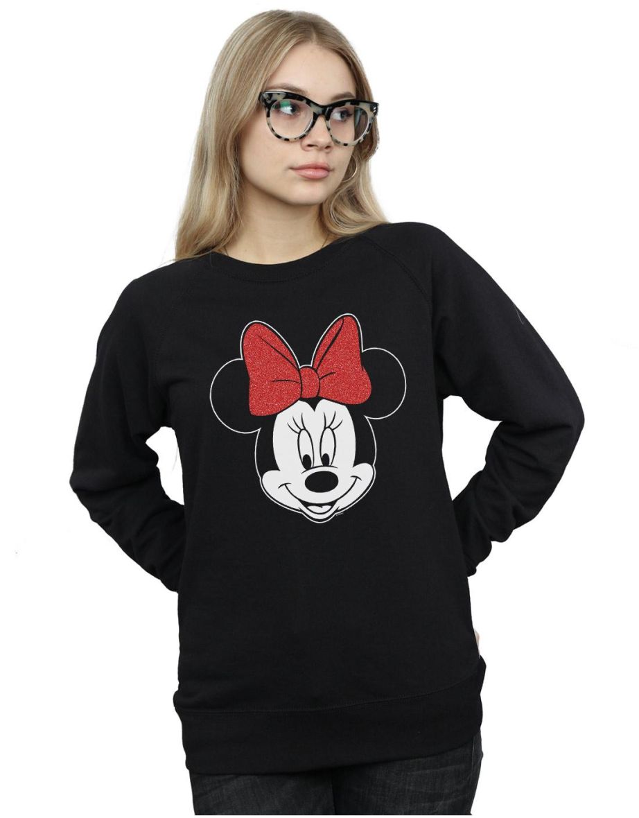 Disney Women's/Ladies Minnie Mouse Head Cotton Sweatshirt