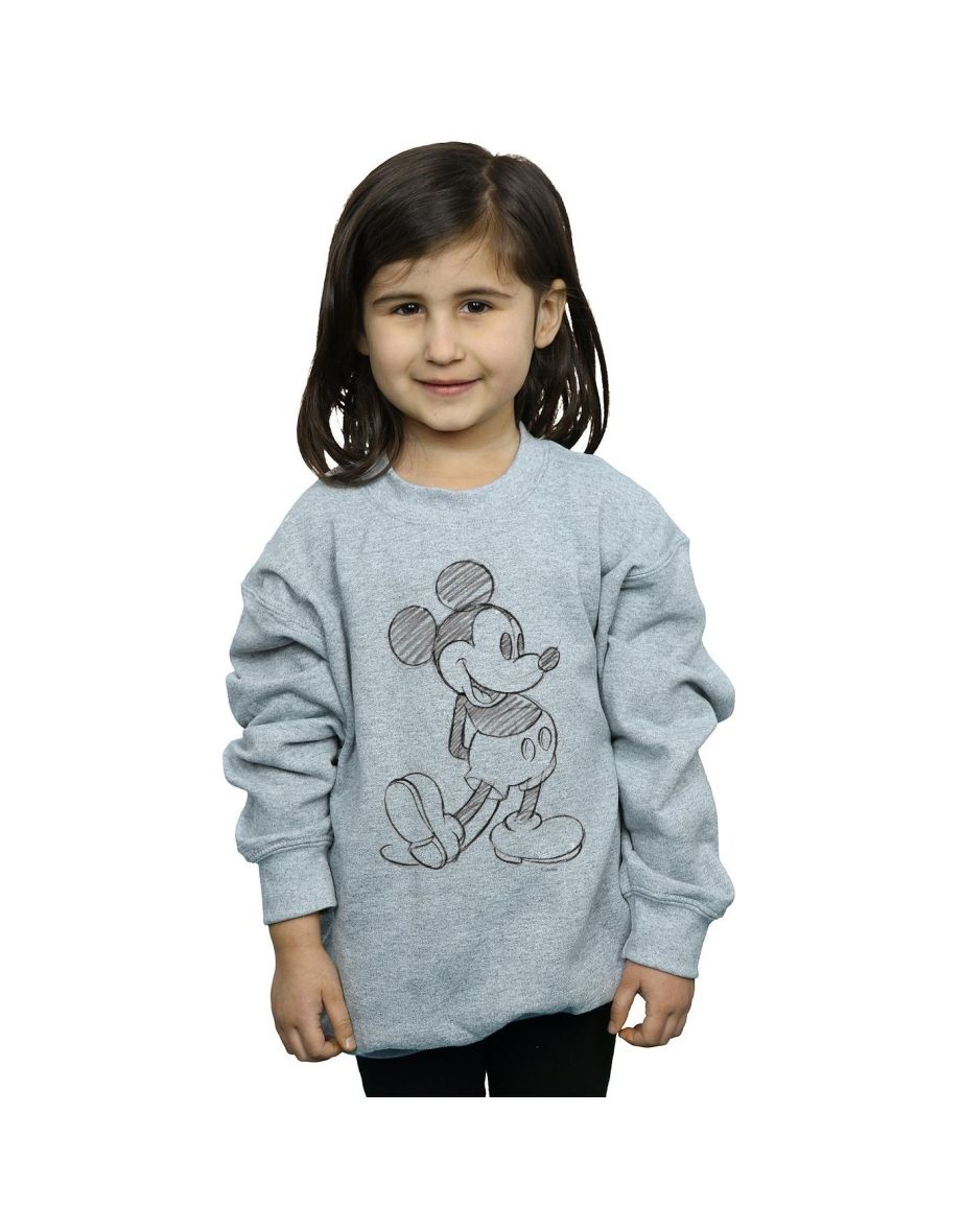 Disney Girls Mickey Mouse Sketch Kick Sweatshirt - Sports Grey