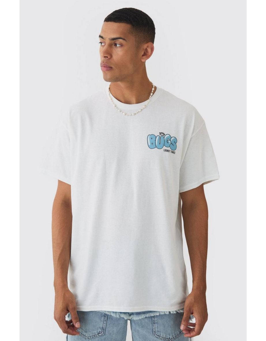 Oversized Looney Tunes Bugs Bunny License T-shirt - white