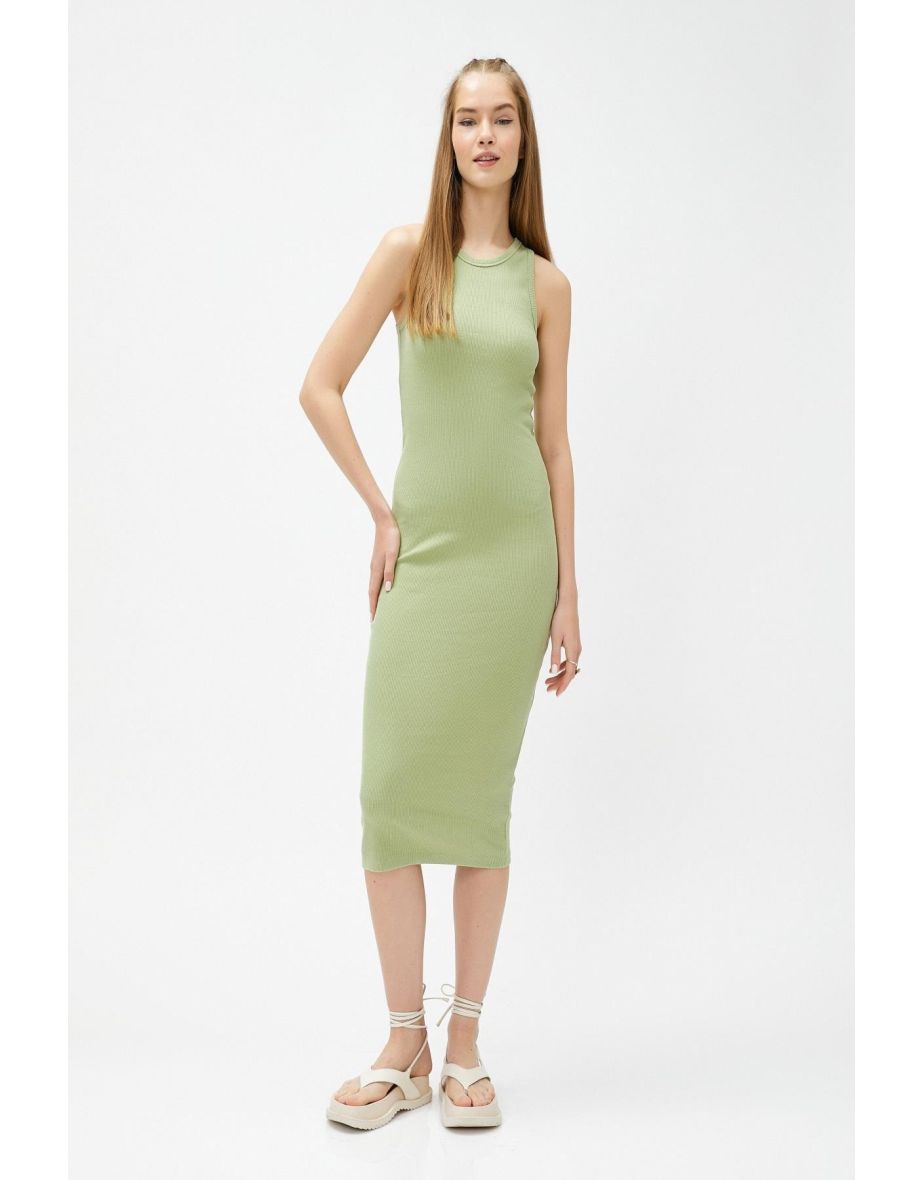 Koton Green Knitted Midaxi Column Dress