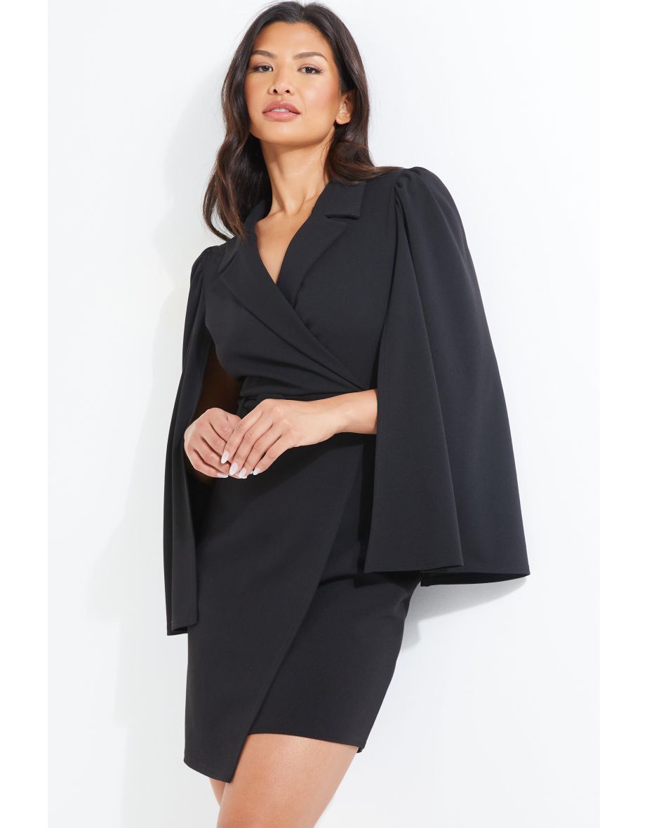 Black cape outlet midi dress