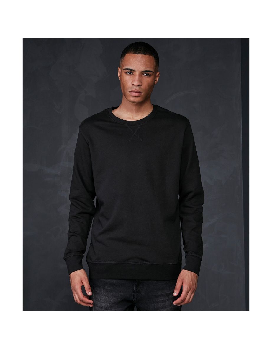 Mens Basic Crew Neck Sweatshirt - Black - 2