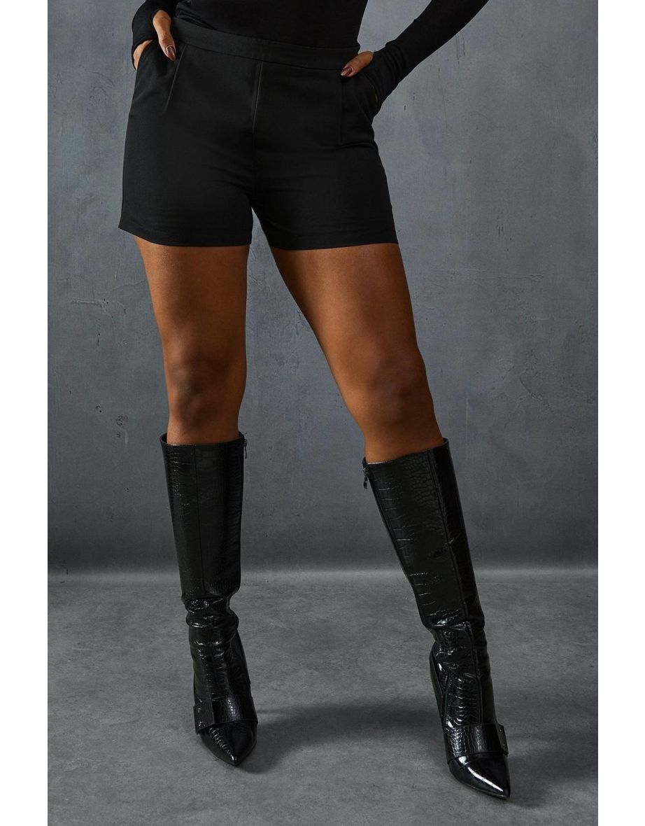 Tailored High Waist Pleat Detail Shorts - 3