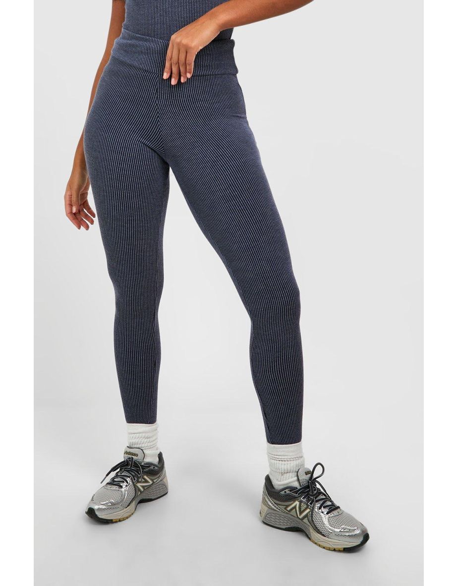 Two Tone Rib Deep Waistband Legging - 3
