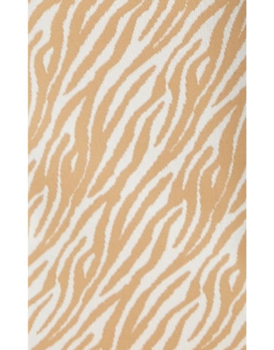 Women’s Midi Dress in Cream and White Zebra Print with Sleeveless Design - 5