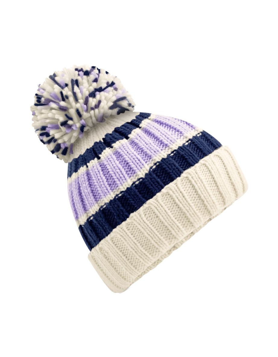 Beechfield Hygge Striped Beanie - Blueberry Cheesecake