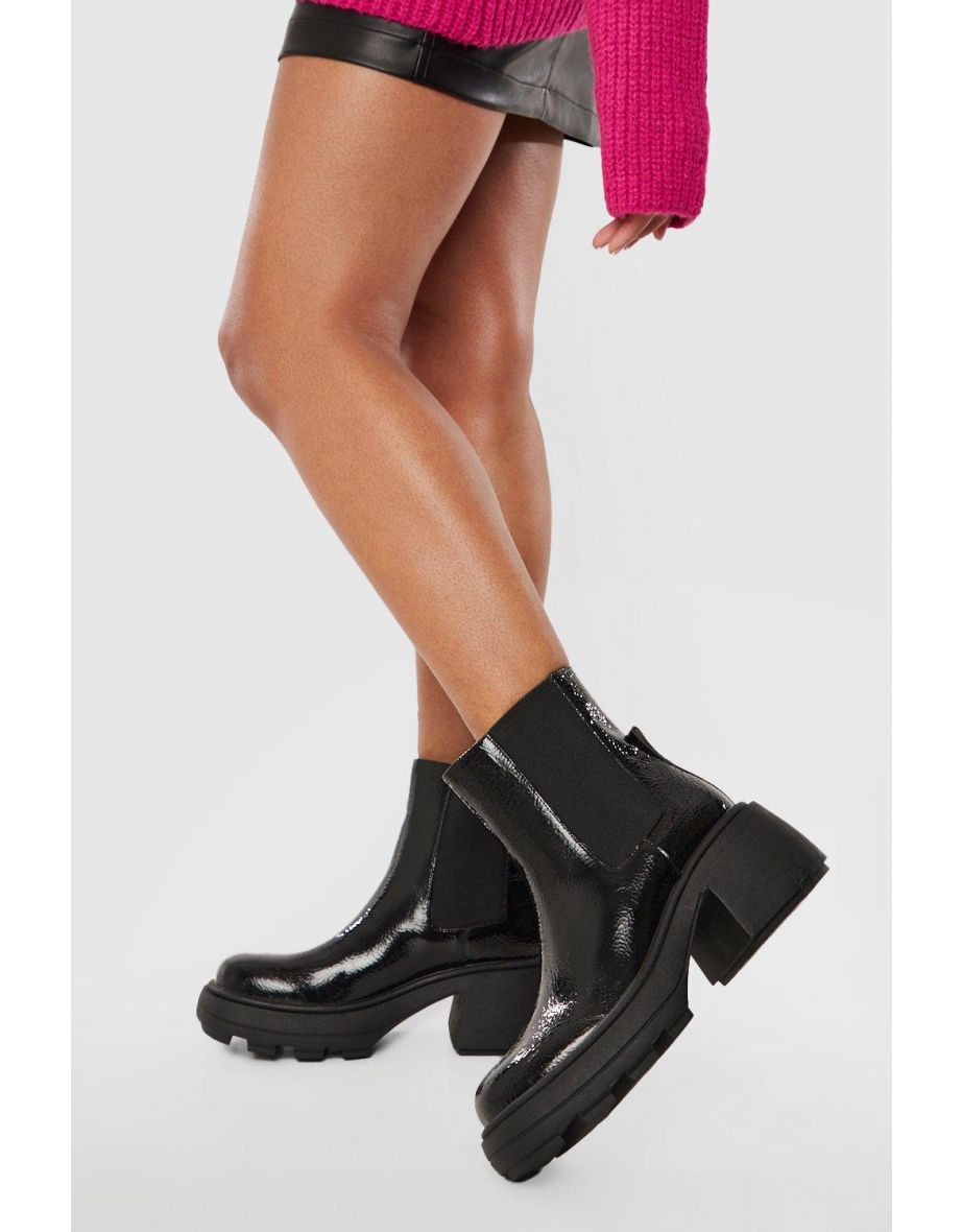 Chunky patent chelsea boots online