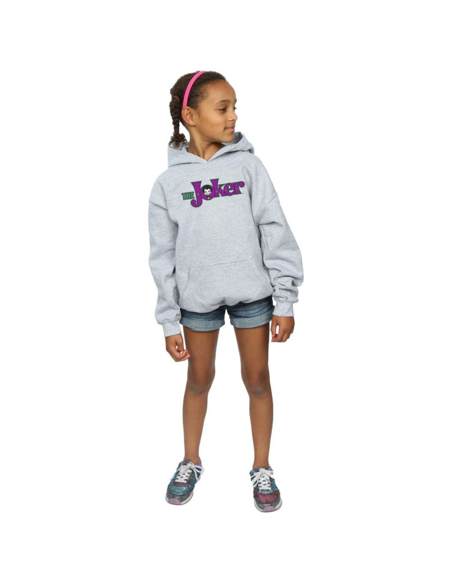DC Comics Girls The Joker Text Logo Hoodie - Sports Grey - 3