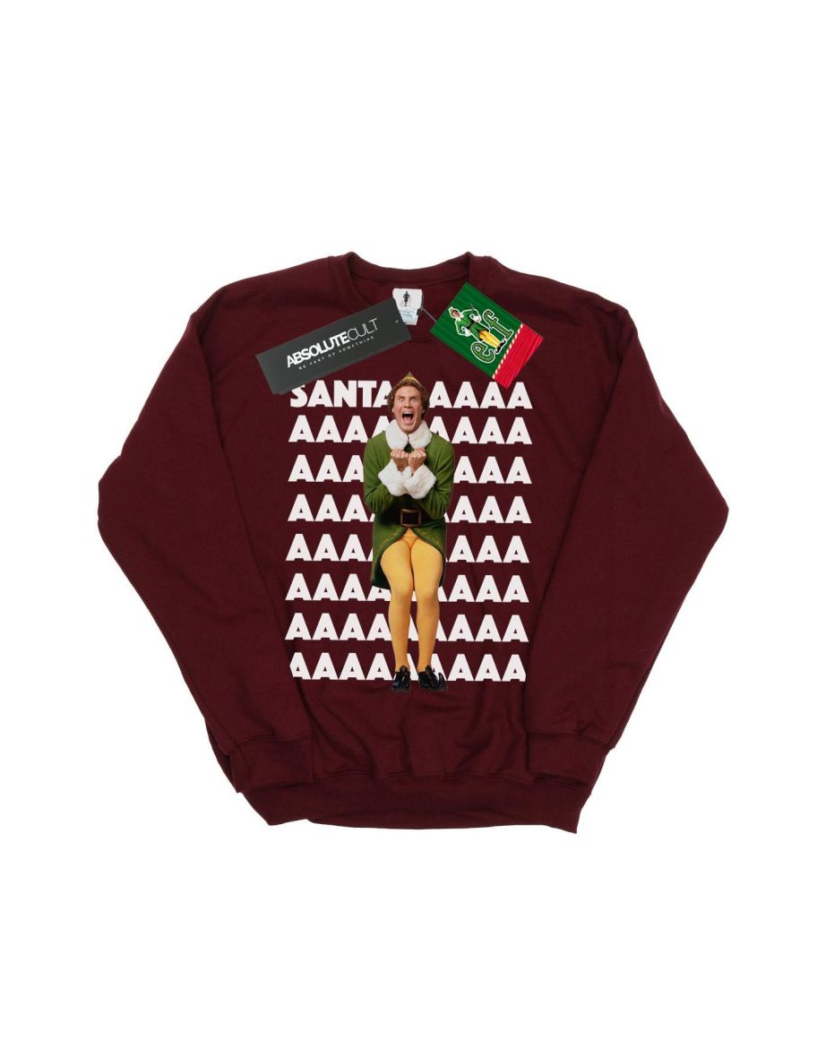 Elf Girls Buddy Santa Scream Sweatshirt - Burgundy