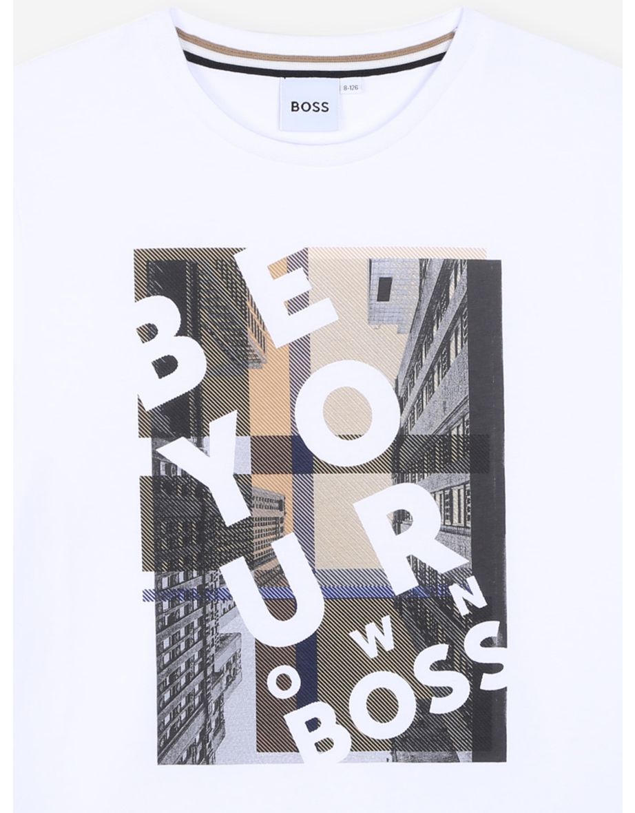 BOSS Boys Graphic Print T-Shirt in White - 3