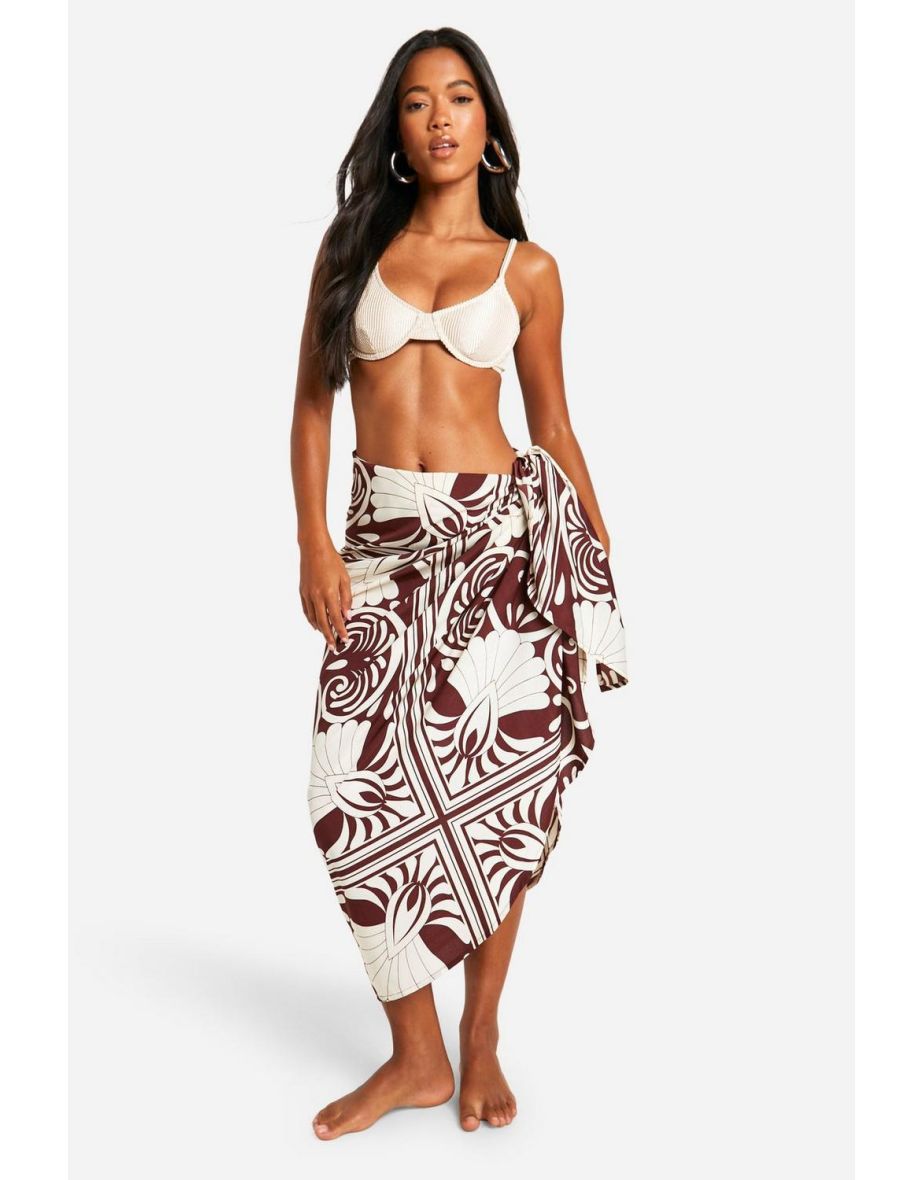 Shop Abstract Wrap Tie Beach Maxi Skirt Online in Oman VogaCloset