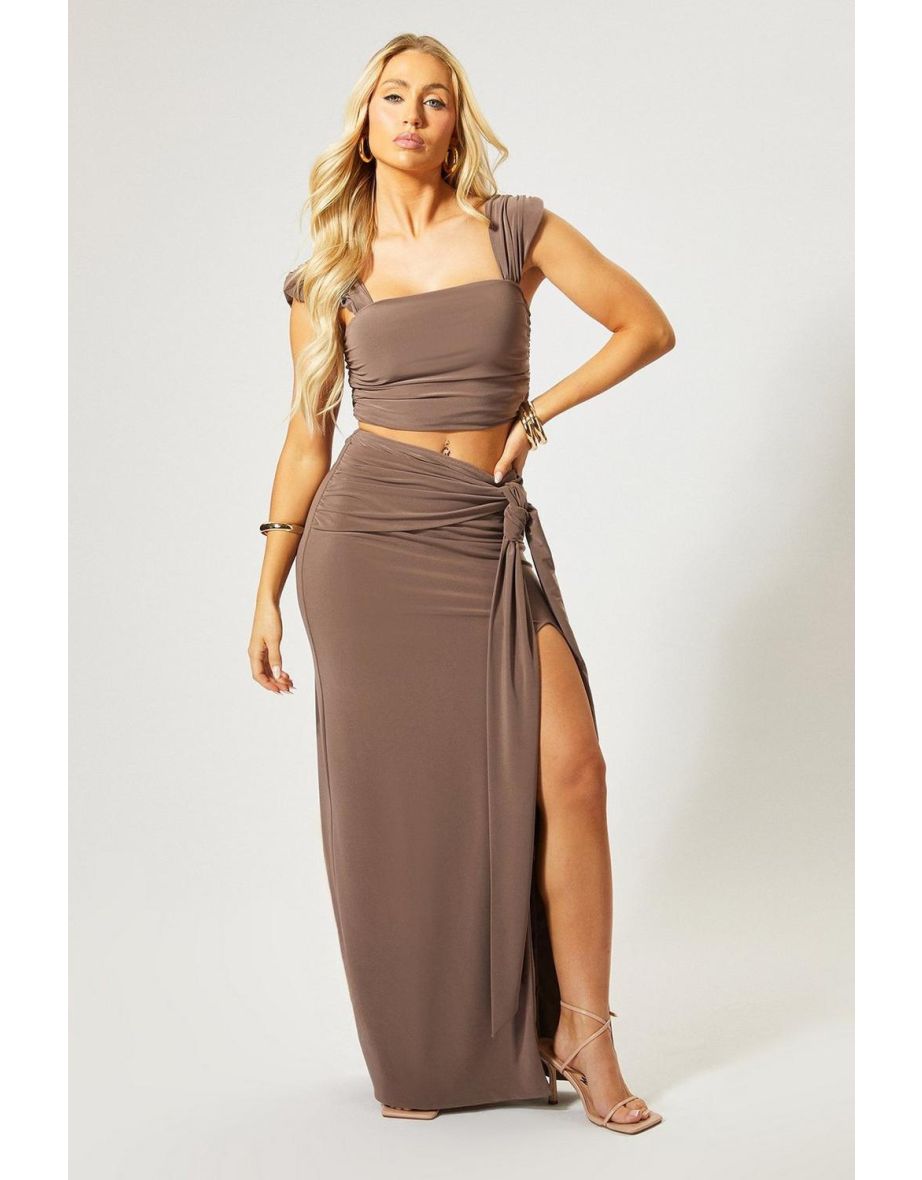 Bardot Drape Front Maxi Skirt Co-ord