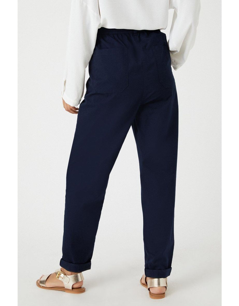 Petite Elasticated Waist Tapered Trousers - 2
