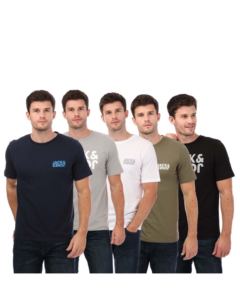Men's Jack Jones Corp Reverse 5 Pack T-Shirts in other