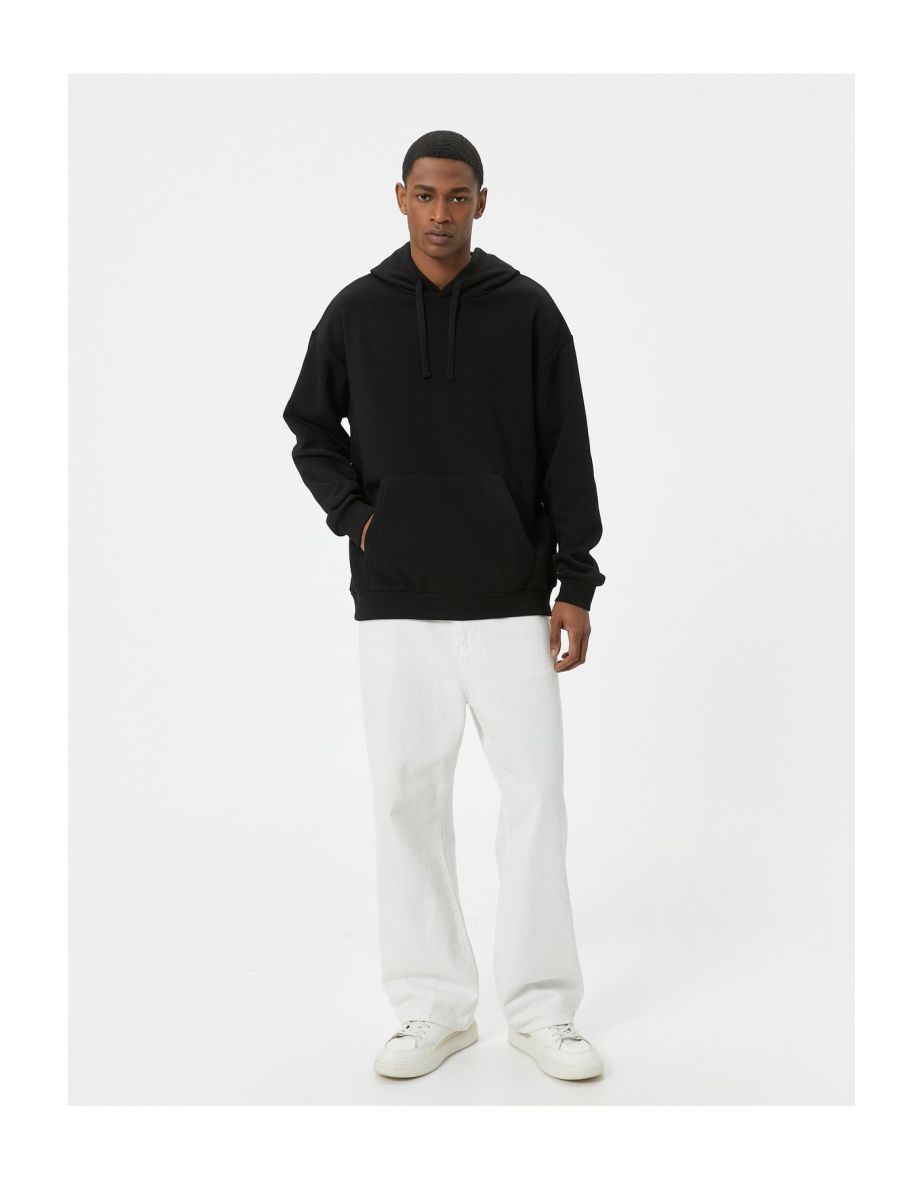 Oversize Long Sleeve Kangaroo Pocket Detail Raised Hoodie