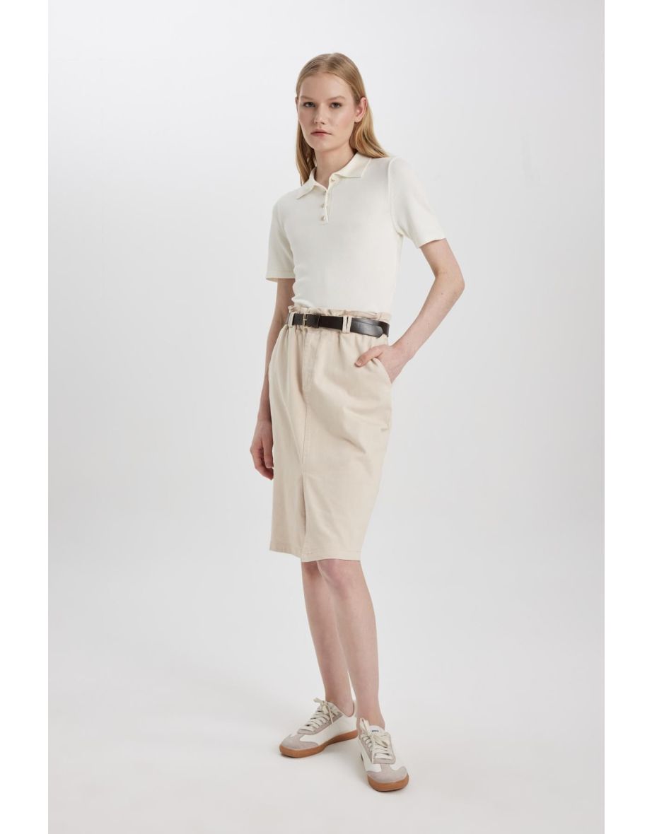 Fitted Polo Neck Short Sleeve Knitted T-Shirt C2043ax24sp - 5