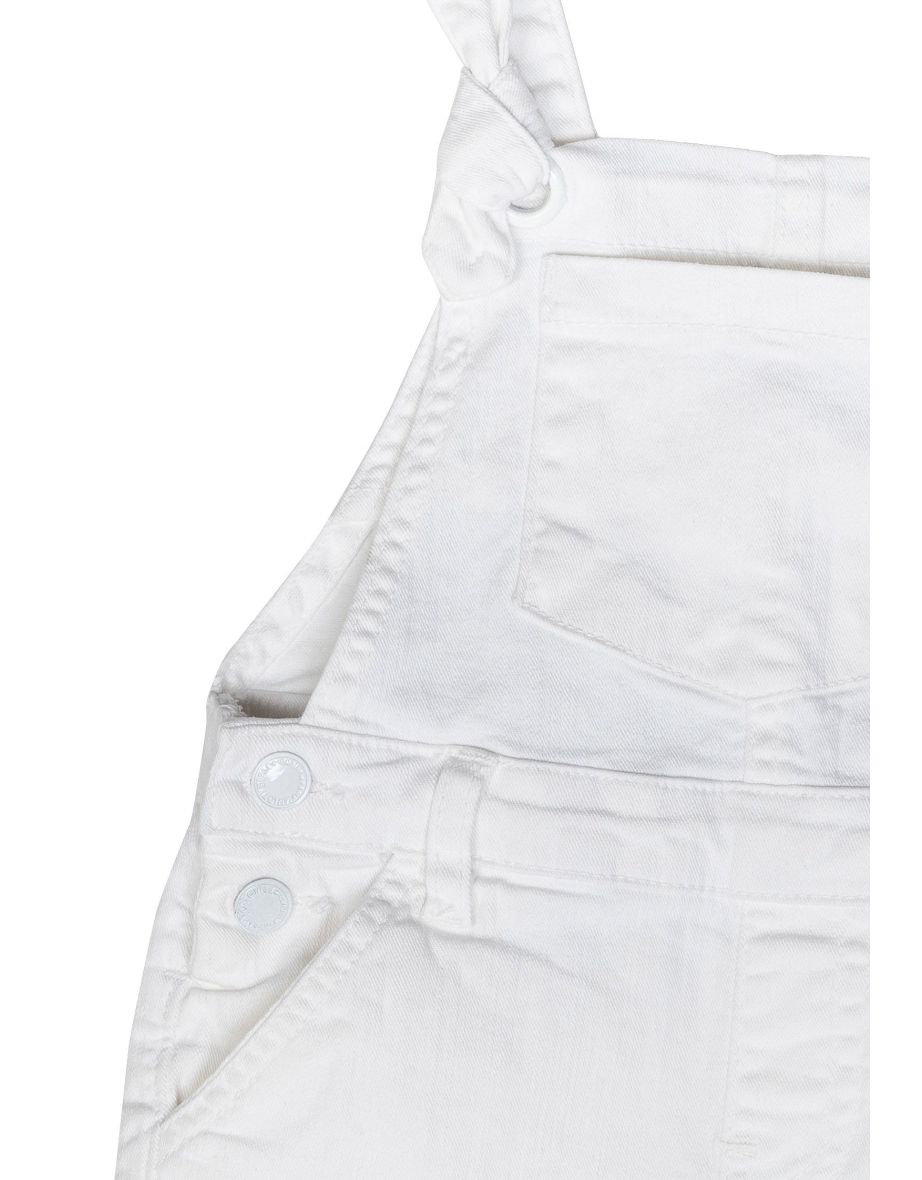 Girls White denim dungaree - 2