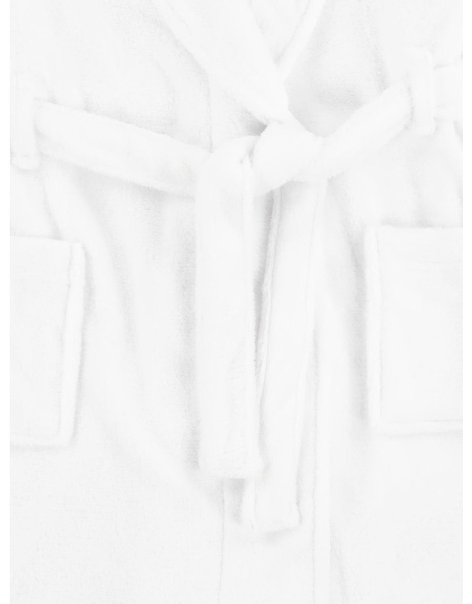 Boys Bear Patch Bathrobe in White - 3