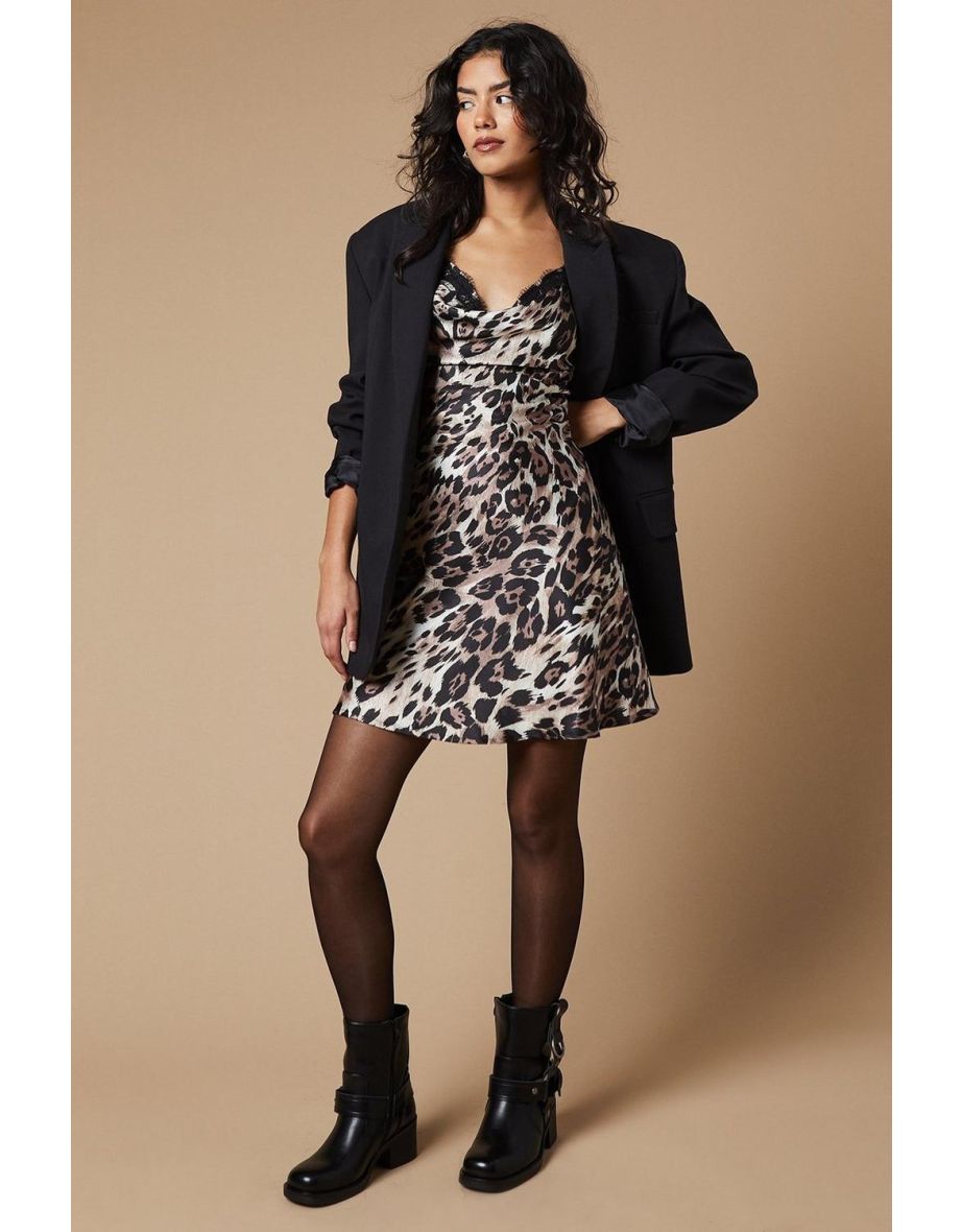Petite Occasion Leopard Lace Insert Slip Dress
