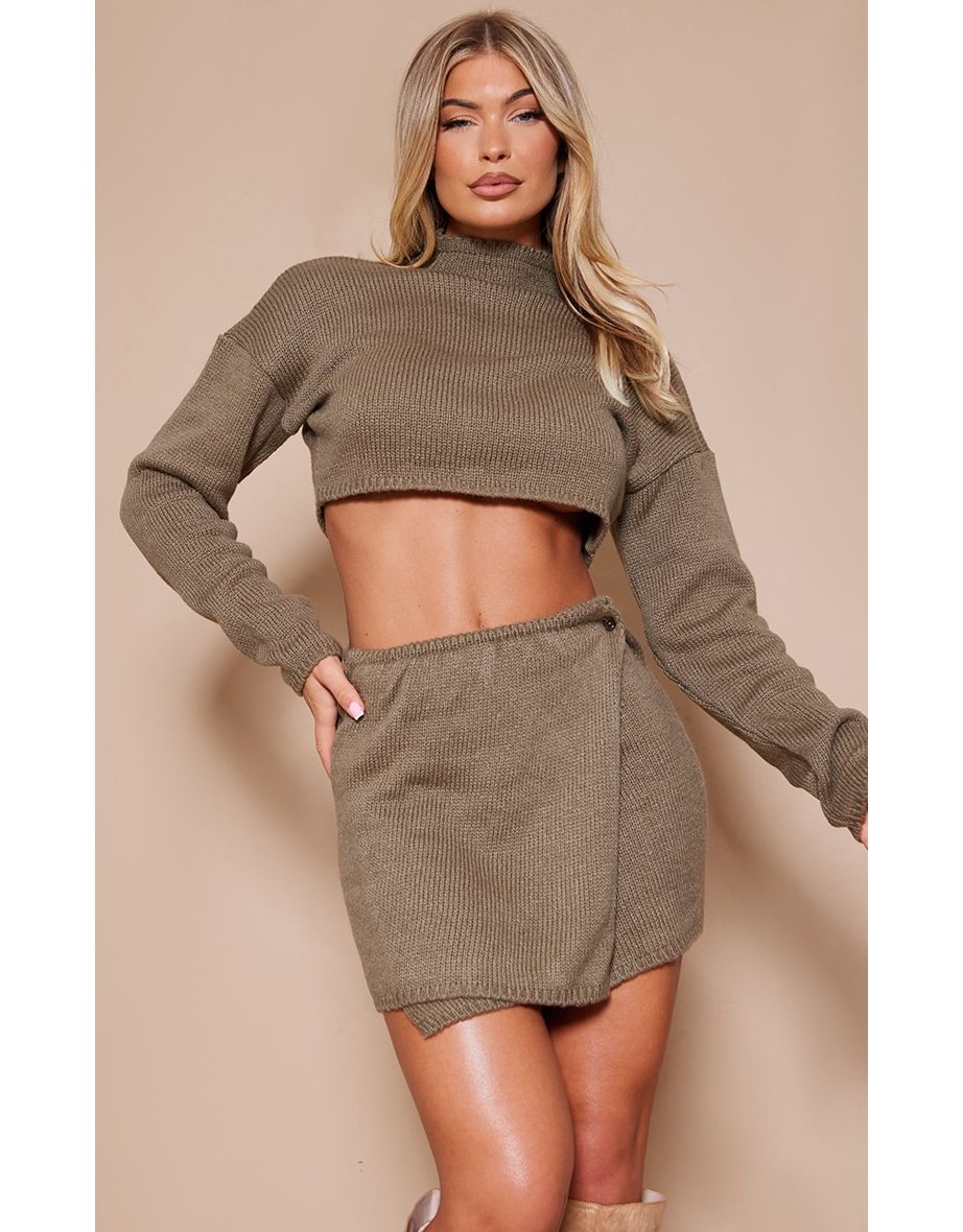 Olive Brushed Knit Tie Back Jumper