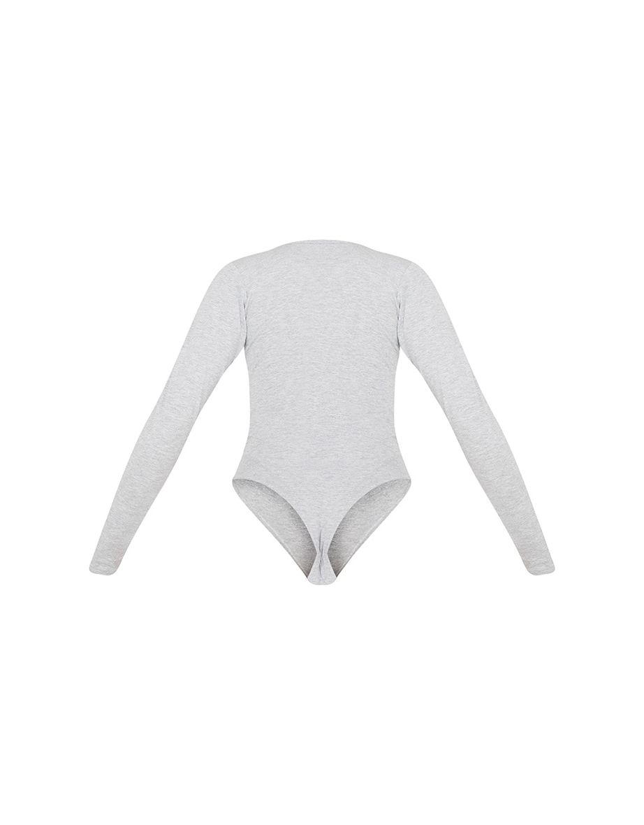 Essential Grey Marl Crew Neck Bodysuit - 4
