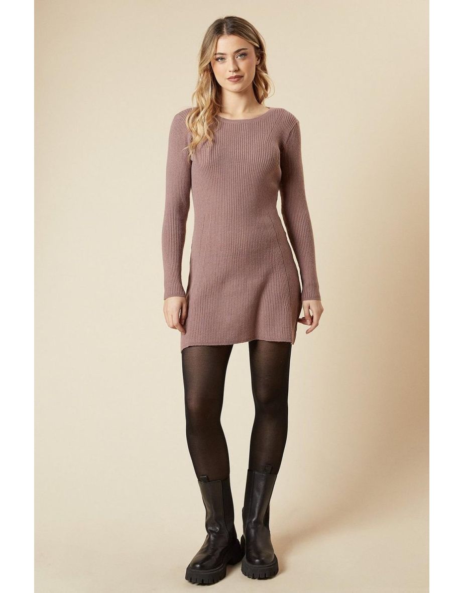 Rib Knitted Jumper Dress