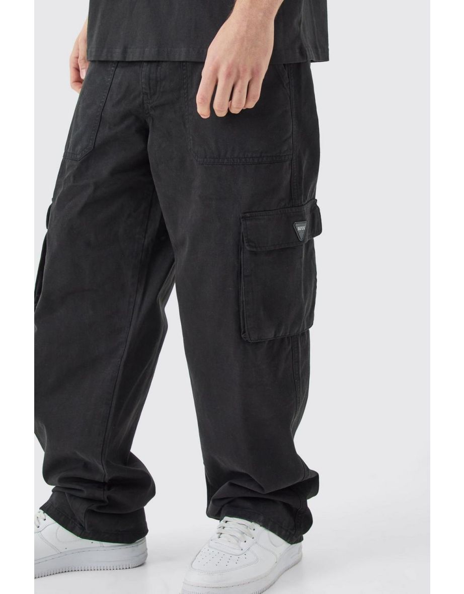 Fixed Waist Cargo Zip Trouser With Rubberised Tab - black - 2