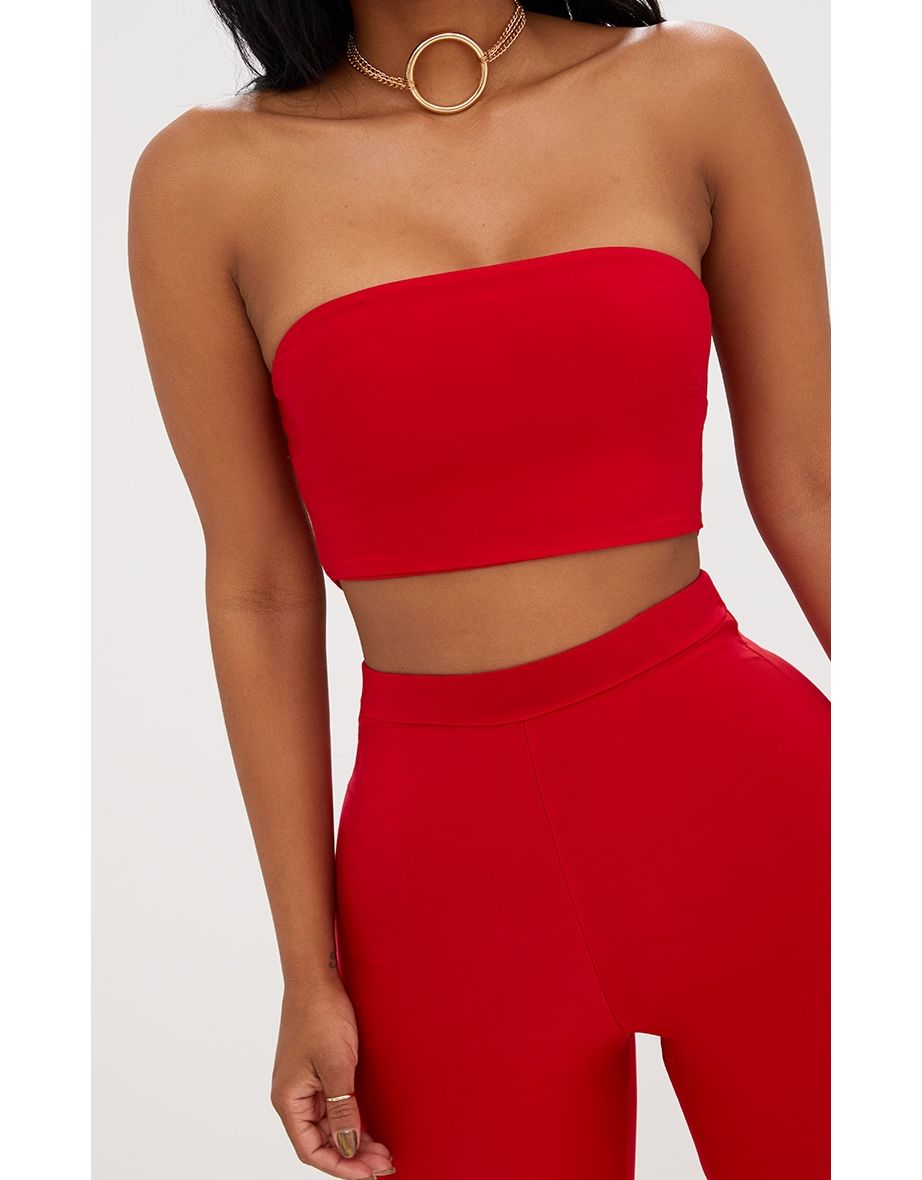 Shape Red Bandeau Crop Top - 4