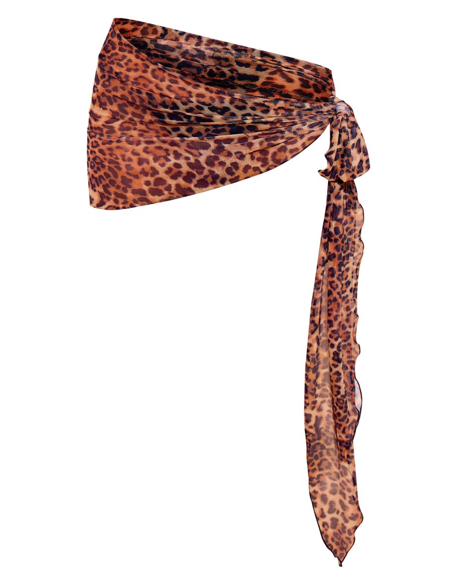 Multi Leopard Print Mesh Mini Beach Sarong - 5