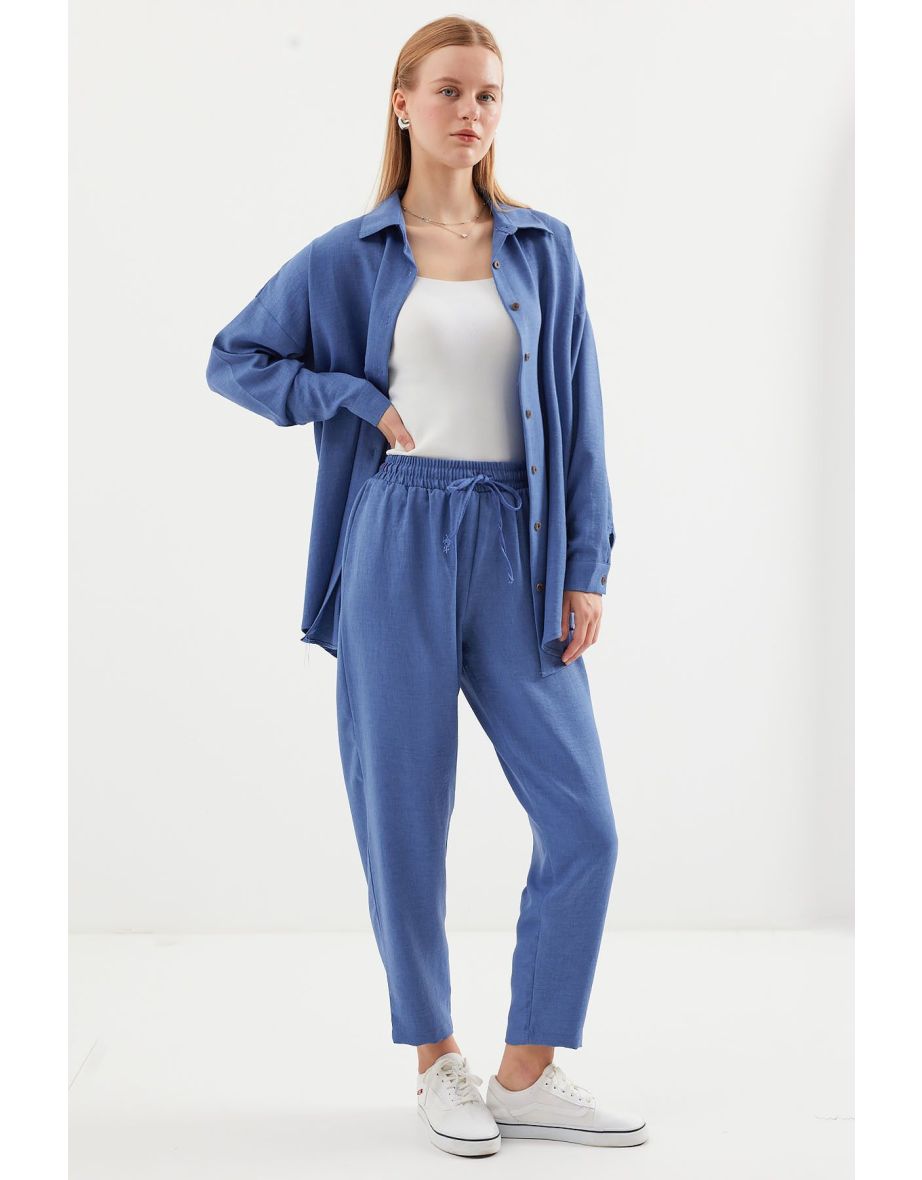 Linen Double Suit - D. İndigo