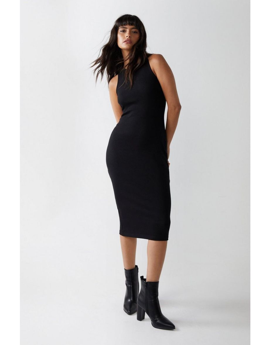 Ribbed Racer Bodycon Midaxi Dress