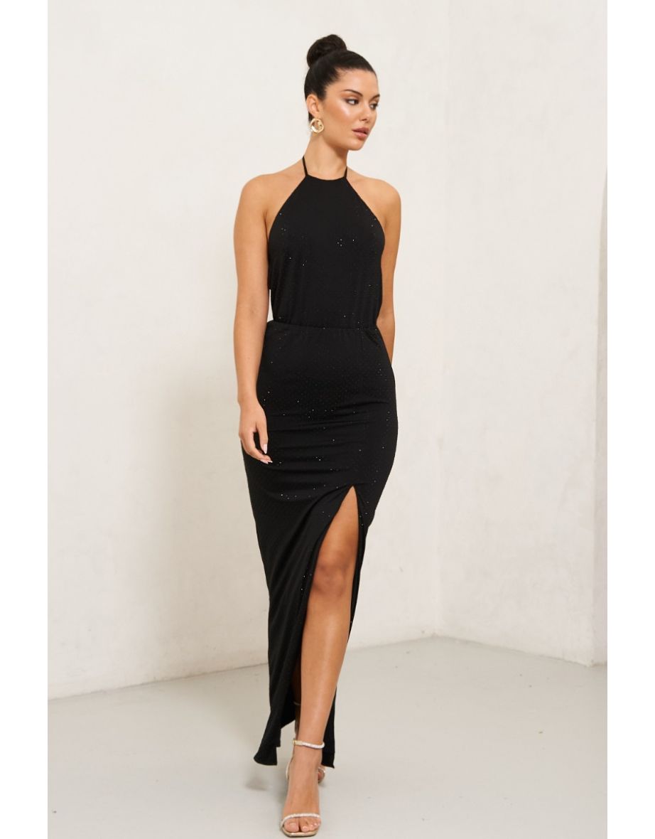 TFNC JM03 Black Sequin Maxi Dress