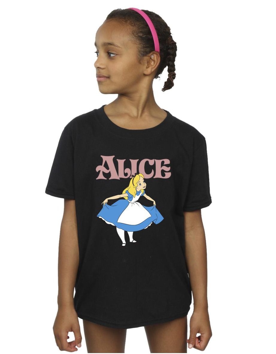 Disney Girls Alice In Wonderland Take A Bow Cotton T-Shirt - Black