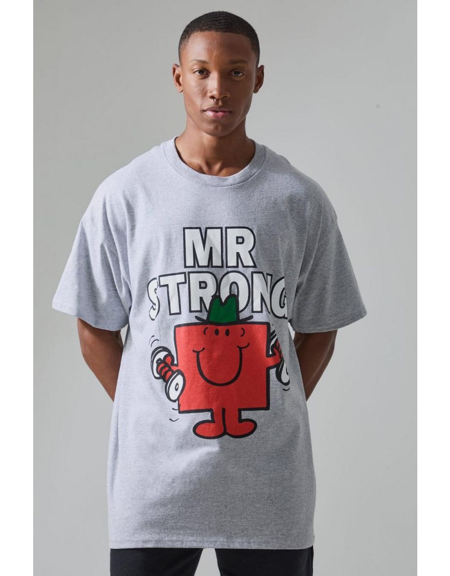 Active Mr Men Mr Strong License T-shirt - grey marl