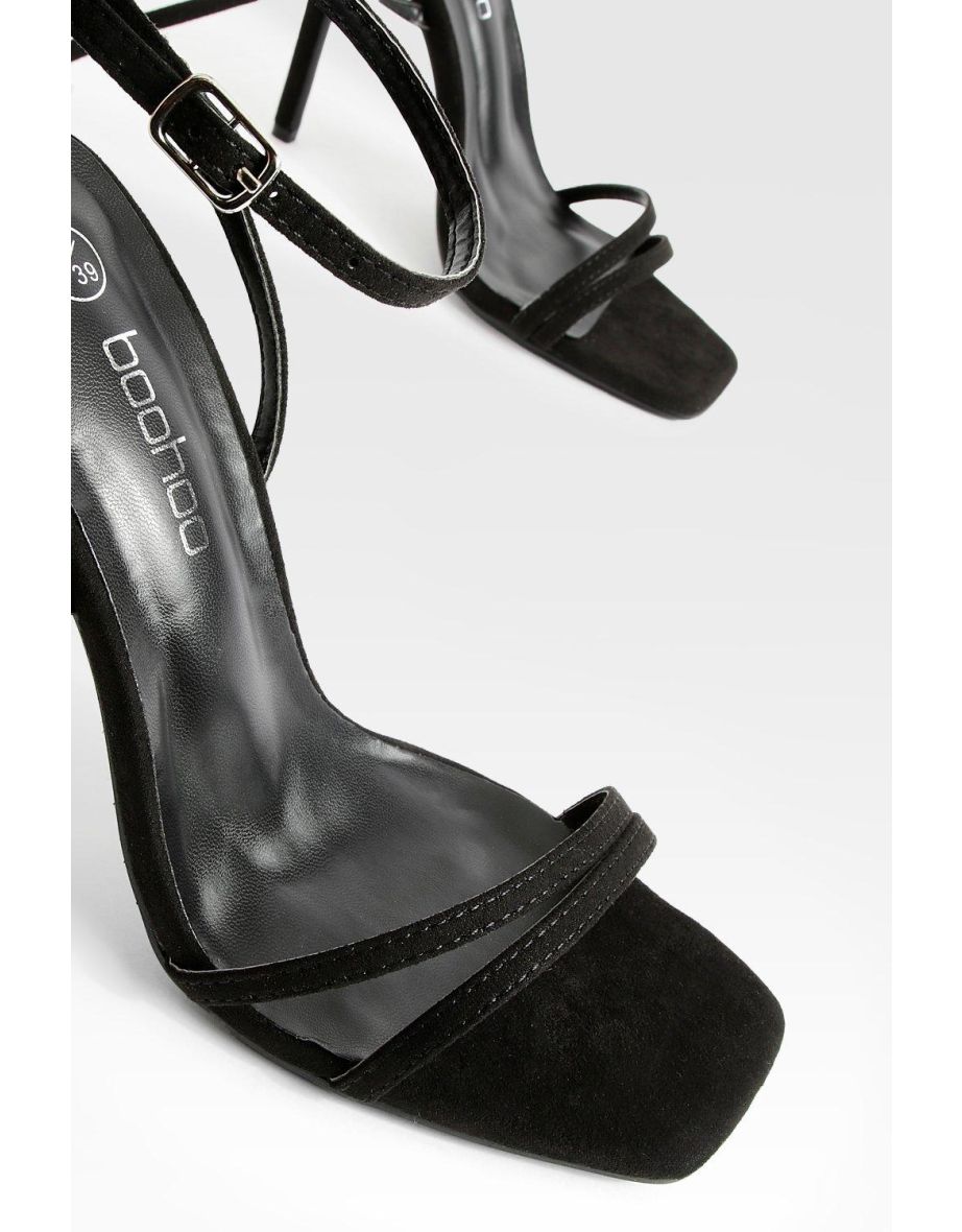 Double Strap Barely There Stiletto Heels - black - 3