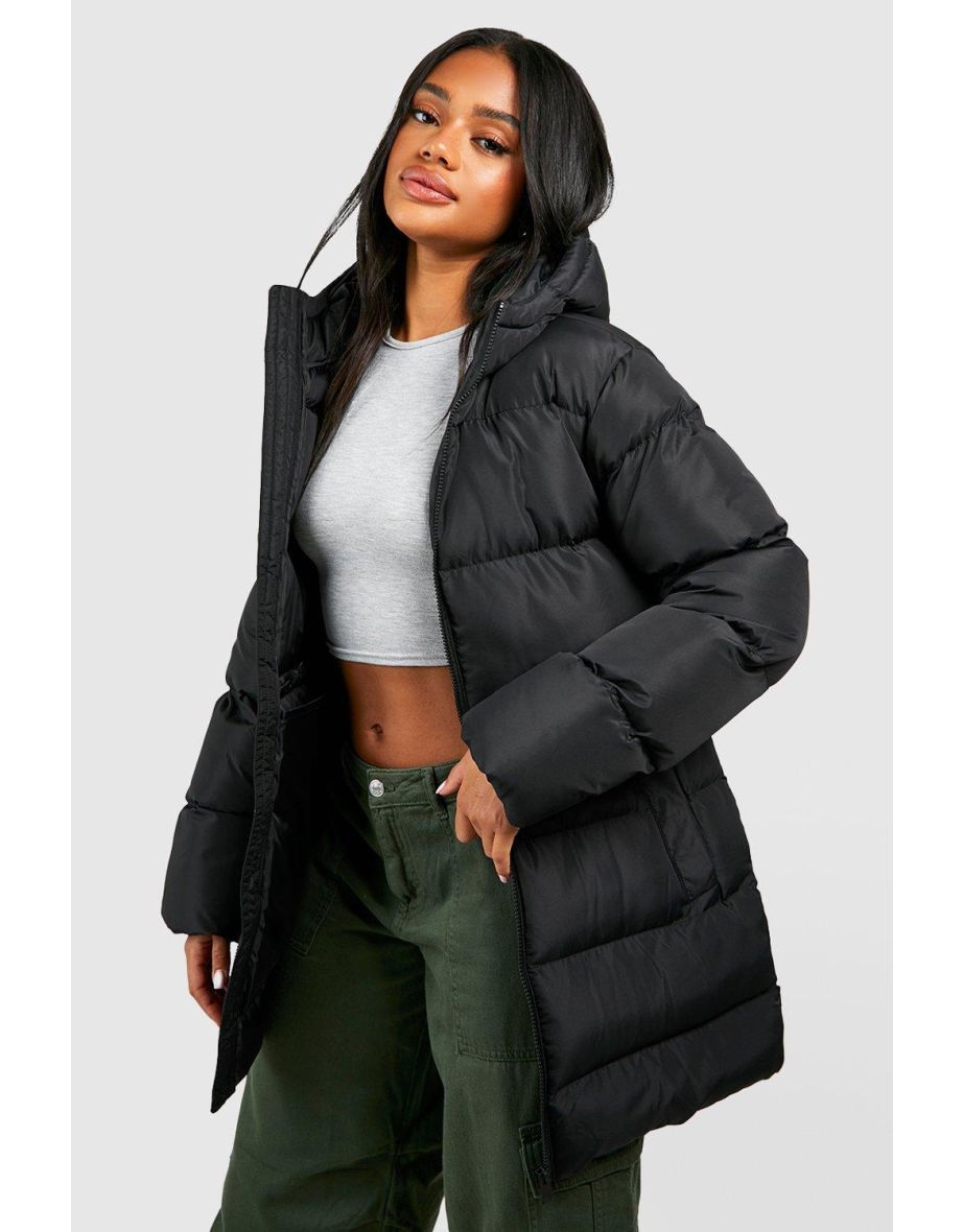 Synched Waist Puffer Jacket - black