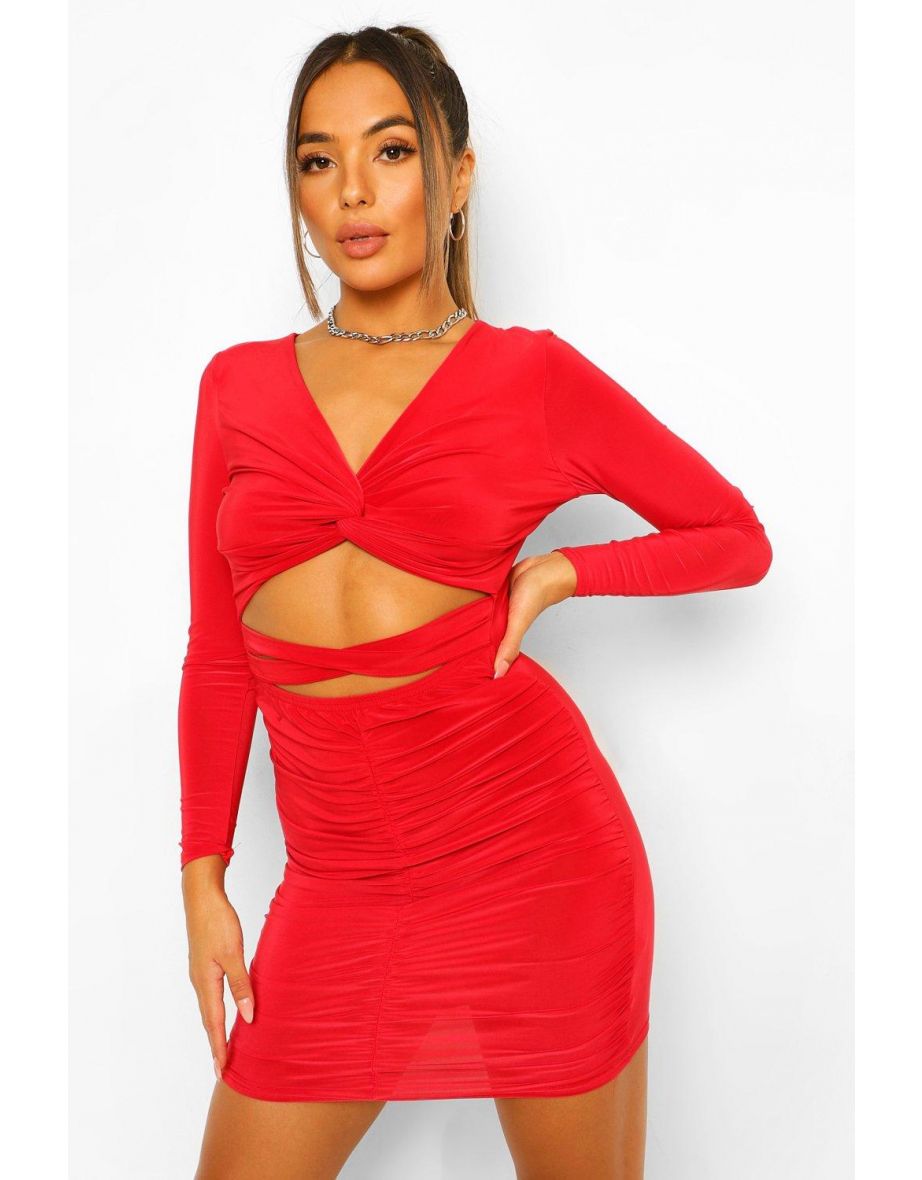 boohoo petite red dress