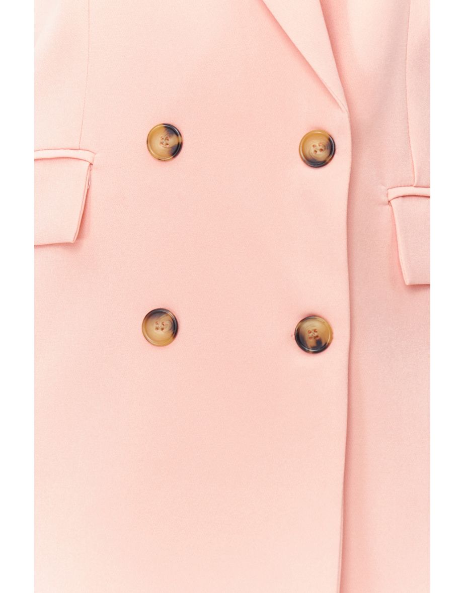 Dusty Rose Oversize Lined Buttoned Woven Blazer Jacket - 7