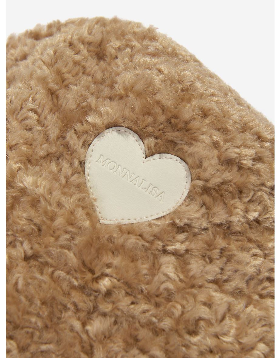 Girls Faux Fur Bucket Hat in Beige - 4