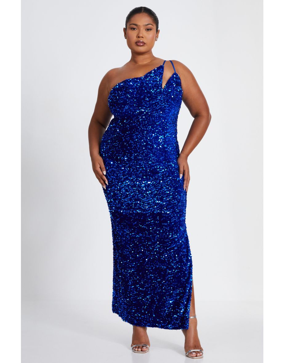 Curve Royal Blue Sequin Maxi Dress