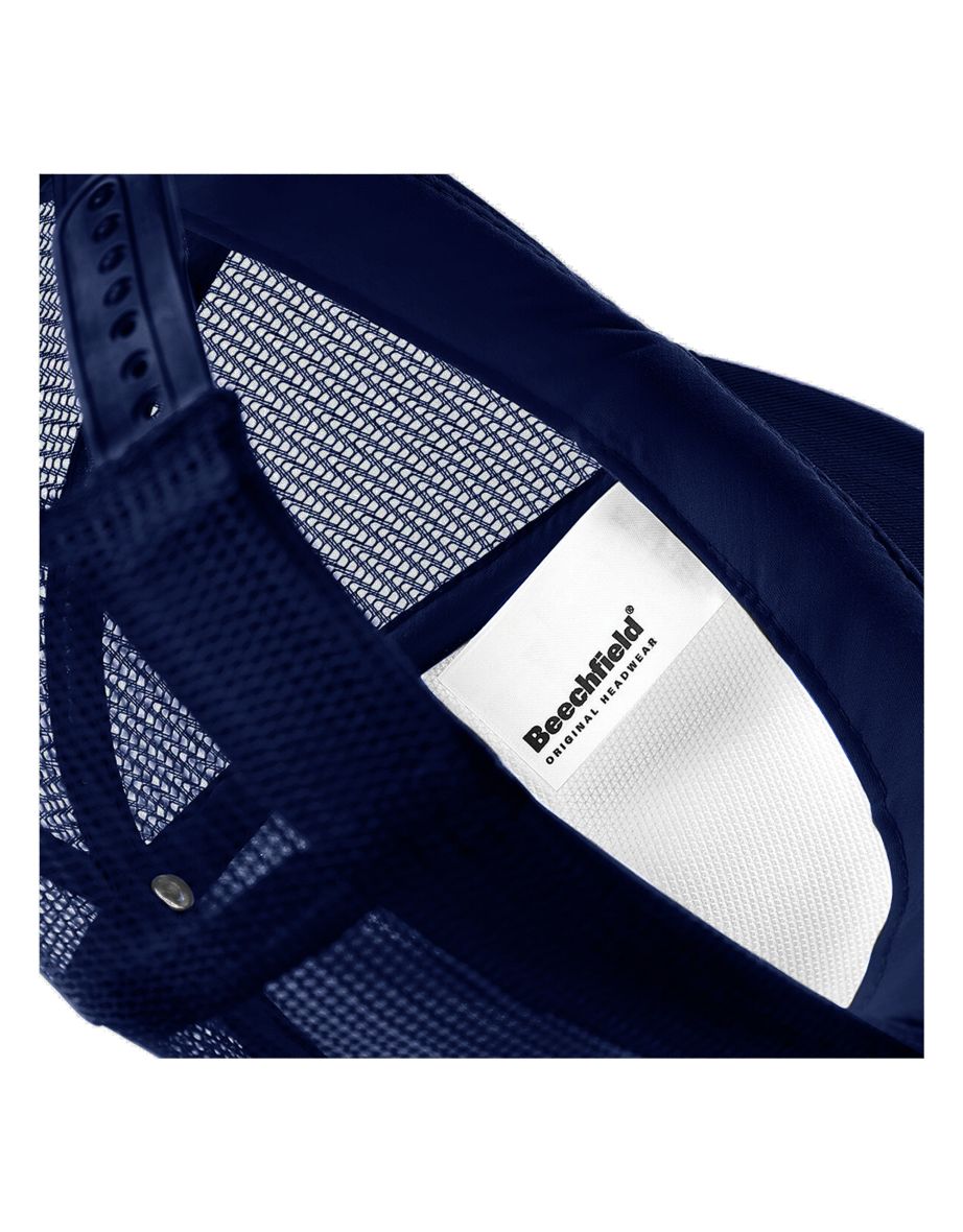 Beechfield Vintage Plain Snap-Back Trucker Cap - French Navy/White - 2