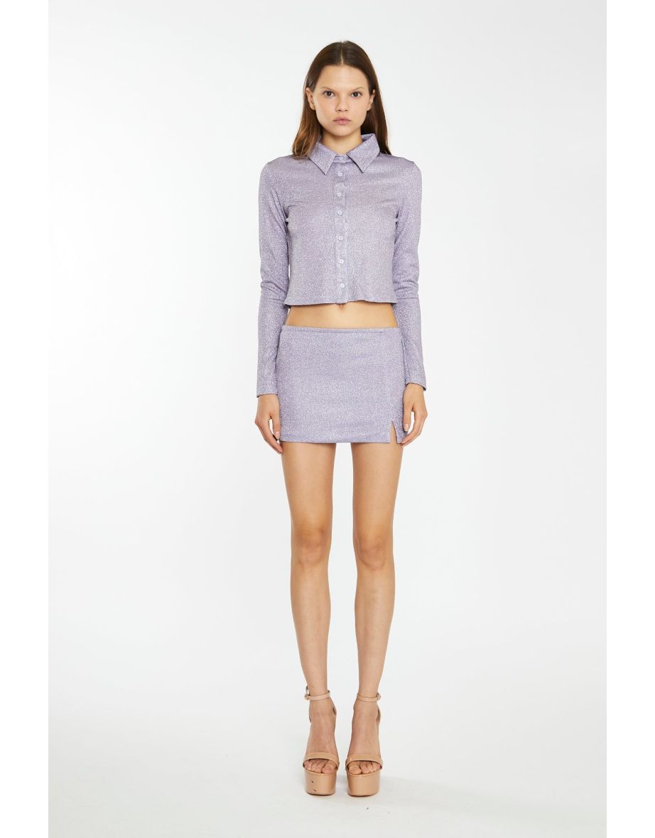 Lilac-Glitter Skinny-Fit Shirt