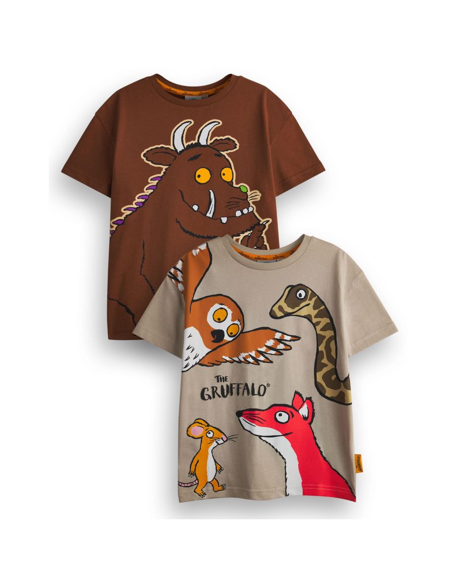 The Gruffalo Boys Characters Short-Sleeved T-Shirt (Pack of 2) - Brown